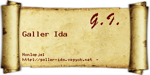 Galler Ida névjegykártya